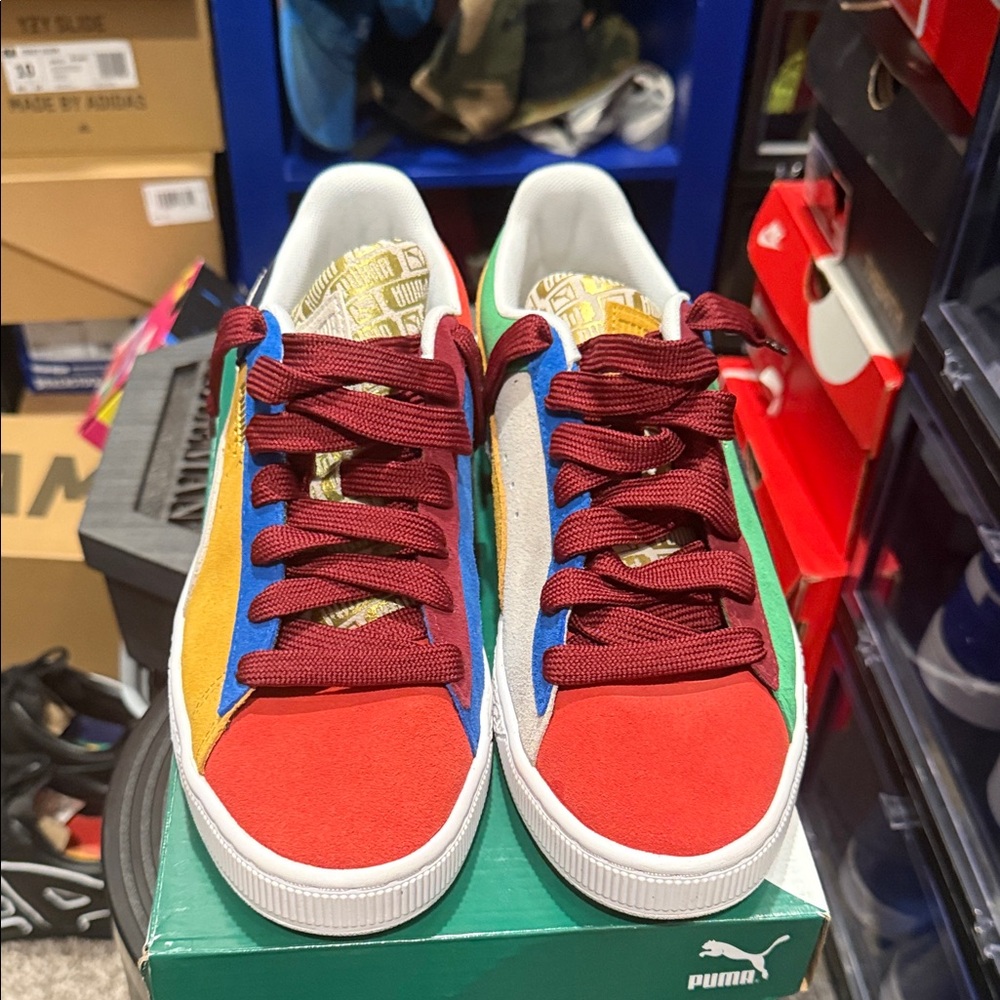 Puma Red and Blue Suede Sneakers